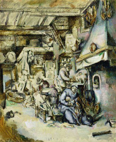 Familia campesina en un interior, pintado después de un grabado de Adrian van Ostade (1610-1685) de Paul Cézanne